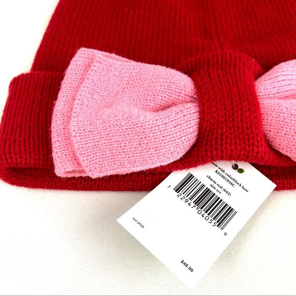 Kate Spade Beanie with Colorblock Bow NWT